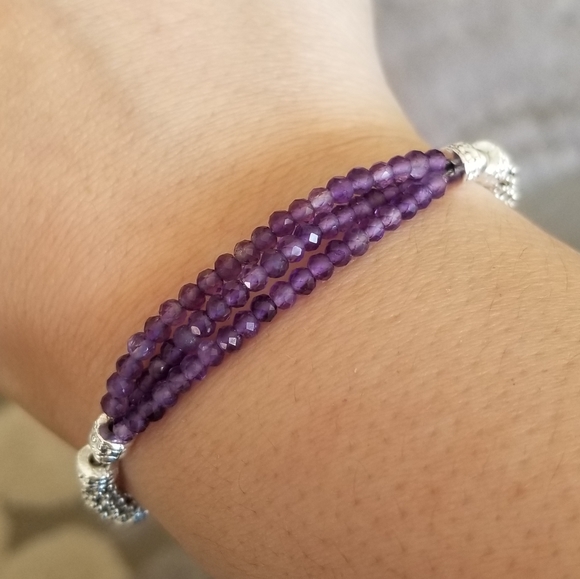 Two Tone Amethyst Ladies Toggle Bracelet - Picture 13 of 16